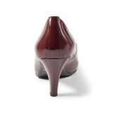 【残り僅か】Jレザーラウンドハイヒールパンプス ワイン