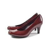 【残り僅か】Jレザーラウンドハイヒールパンプス ワイン