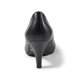 【残り僅か】Jレザーラウンドハイヒールパンプス ブラック/スムース