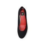 【残り僅か】Jレザーラウンドハイヒールパンプス ブラック/スエード