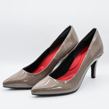 マシュマロポインテッドハイヒールパンプス グレーエナメル