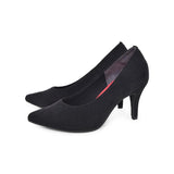 マシュマロポインテッドハイヒールパンプス ブラック/スエード