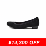 Jレザーヒールバレエシューズ ブラック/スエード