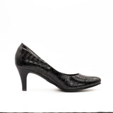 (左右別購入)ビーナスフィットハイヒールパンプス ブラック/クロコ