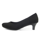 (左右別購入)ビーナスフィットミドルヒールパンプス ブラック/スエード