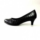 (左右別購入)ビーナスフィットミドルヒールパンプス ブラック/クロコ