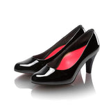 (左右別購入)イタリーレザービーナスフィットハイヒールパンプス ブラック/エナメル