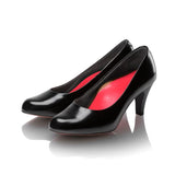 (左右別購入)イタリーレザービーナスフィットハイヒールパンプス ブラックスムース