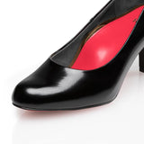 【再値下げ】イタリーレザービーナスフィットハイヒールパンプス ブラック/スムース