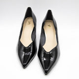 (左右別購入)Vカットミドルヒールパンプス ブラックエナメル