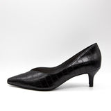 (左右別購入)Vカットミドルヒールパンプス クロコ