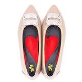 ボディバランスポインテッドバックル ベージュ/エナメル