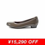 Jレザーヒールバレエシューズ オリーブ/エナメル