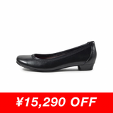 Jレザーヒールバレエシューズ ブラック/スムース