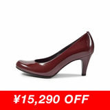 【残り僅か】Jレザーラウンドハイヒールパンプス ワイン