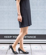 【再値下げ】イタリーレザービーナスフィットハイヒールパンプス ブラック/エナメル