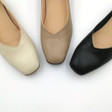 サステナブルソフトスクエアローヒールパンプス
