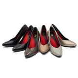 ビーナスフィットポインテッドVハイヒール オリーブエナメル