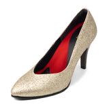 (左右別購入)ビーナスフィットポインテッドVハイヒール ゴールドグリッター