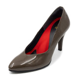 (左右別購入)ビーナスフィットポインテッドVハイヒール オリーブエナメル